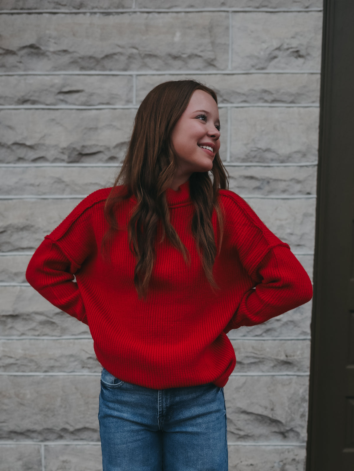 Mock Neck Red Sweater