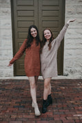 Grace Cable Knit Sweater Dress- Latte